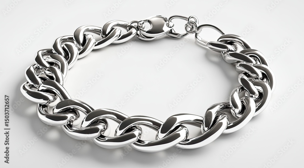 Obraz premium Silver bracelet, chunky chain, clasp