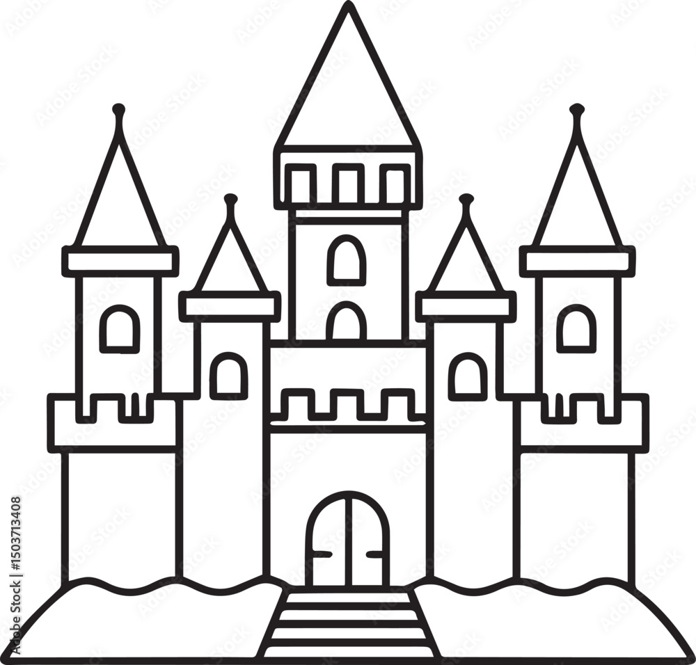 Fototapeta premium castle vector illustration line art 