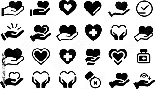New style money in hand symbol icons set