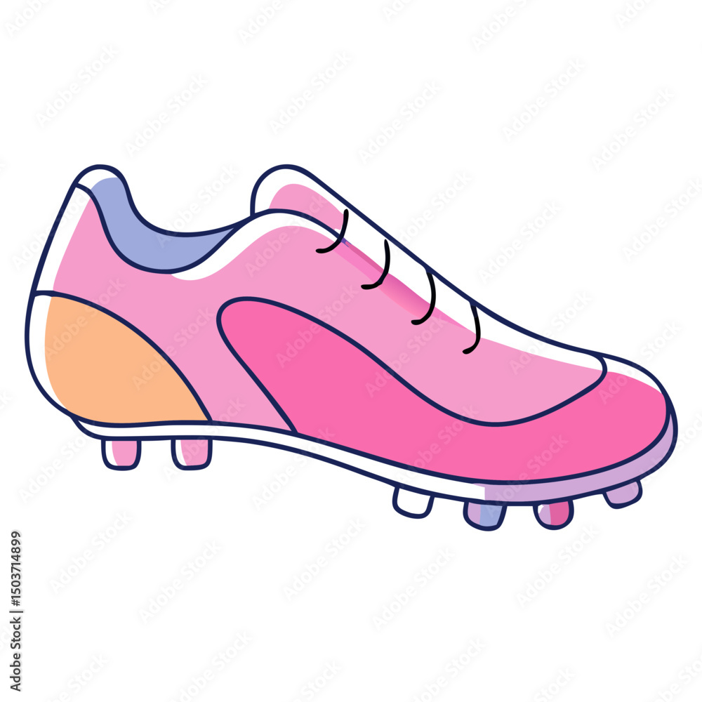 Cartoon of a pink and light blue cleat. Can be used by sports blogs or e-commerce sites selling athletic footwear. Cartoon of a pink and light blue cleat. Can be used by sports blogs or e-commerce sites selling athletic footwear.
