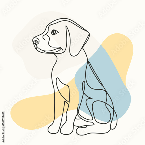 Minimalist line art of a sitting dog in simple form – ideal for modern pet decor, dog lover gifts, logo elements, animal wall prints, digital design, clean branding, and minimalist illustration projec