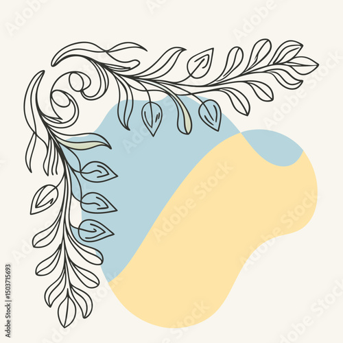Minimalist continuous line floral corner border with elegant detailing – perfect for modern stationery, wedding invitations, journaling decor, botanical frames, digital templates, and creative design 