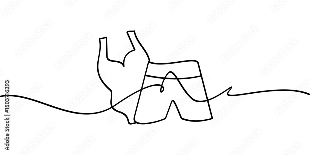 Obraz premium continuous line drawing of swimsuit symbol. abstract line art illustration symbolizing summer