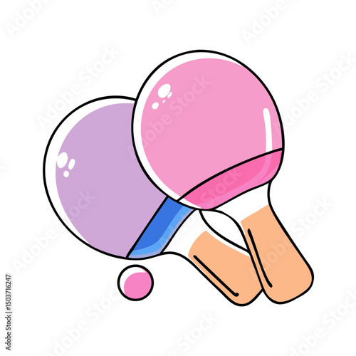 Two colorful ping pong paddles, a vector illustration. Use for sports blogs, game websites, or design elements.