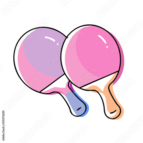 Two colorful ping pong paddles, a vector illustration. Use for sports blogs, game websites, or design elements.