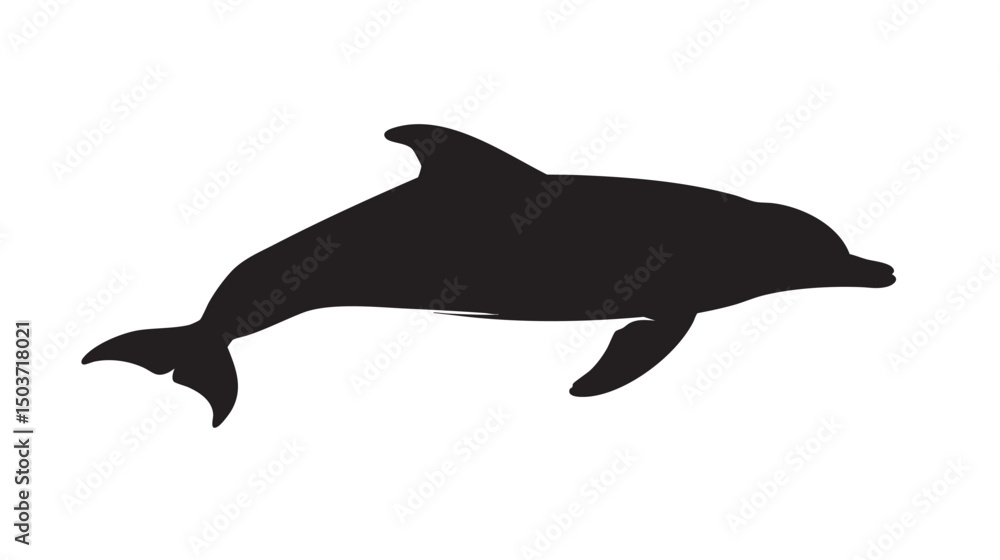 Fototapeta premium hand drawn silhouette of dolphin , black silhouettes isolated on white background