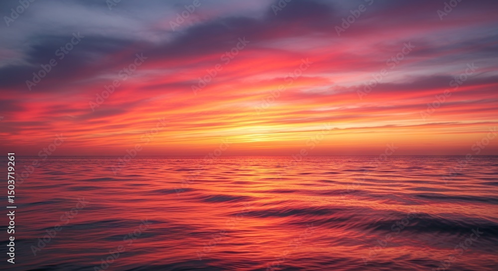 Fototapeta premium Dramatic ocean sunrise with vibrant colors painting the sky and sea