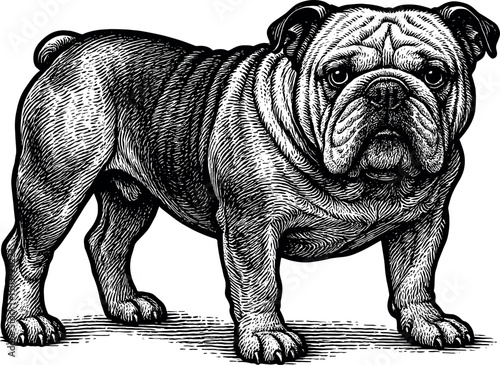 Bulldog vector black silhouette print design