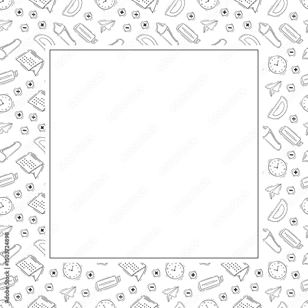 school frame. doodle education square frame. hand drawn school and education frame background. school background school frame. doodle education square frame. hand drawn school and education frame background. school background