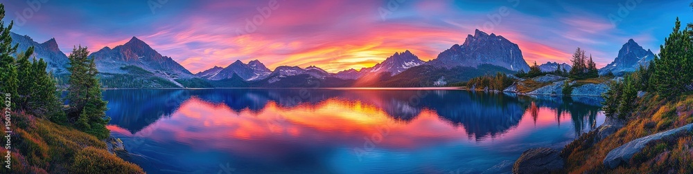 custom made wallpaper toronto digitalMountain lake sunrise reflection