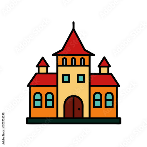 Derelict Haunted Mansion Doodle Vector For An Abandoned And Spooky Home