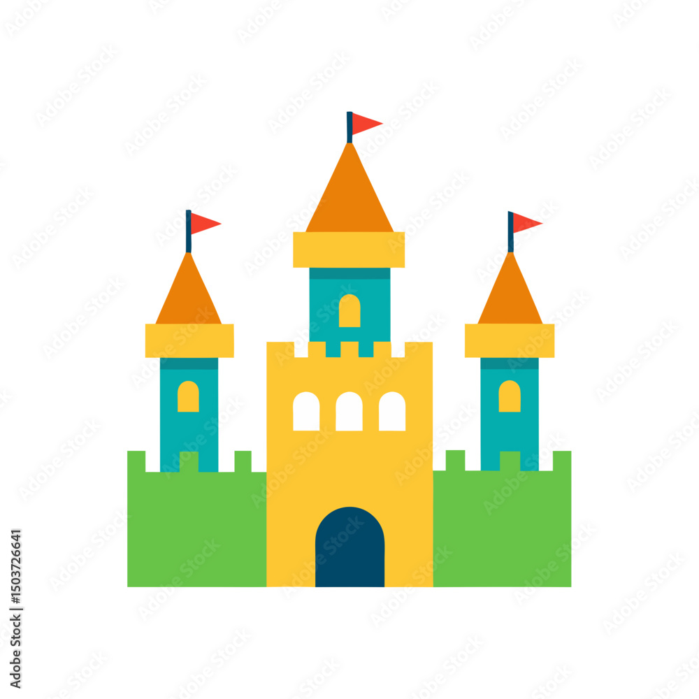 Fototapeta premium Sand Castle Doodle Vector For A Fun And Sunny Summer Beach Day