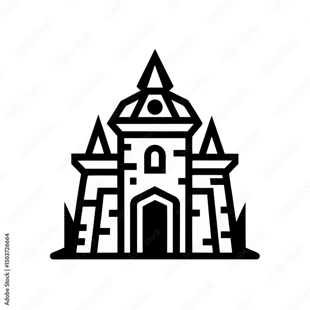 Obraz premium Dungeon Cell Door Doodle Vector With Bars For A Medieval Prison Scene