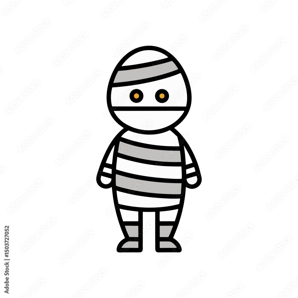 Fototapeta premium Shuffling Mummy Doodle Vector For An Ancient Egyptian Undead Monster Clipart