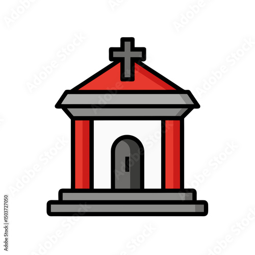 Gothic Stone Crypt Doodle Vector For A Dark And Spooky Cemetery Mausoleum