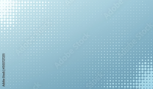 Abstract Light Blue Halftone Gradient Background with White Dots: Modern Minimalist Vector Design, Seamless Pattern for Digital Design and Artistic Use