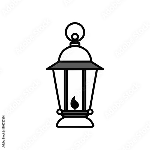 Hanging Railroad Lantern Doodle Vector For Vintage And Industrial Light