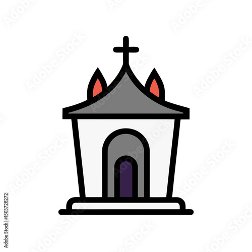 Decrepit Ruined Crypt Doodle Vector For An Ancient And Forgotten Tomb