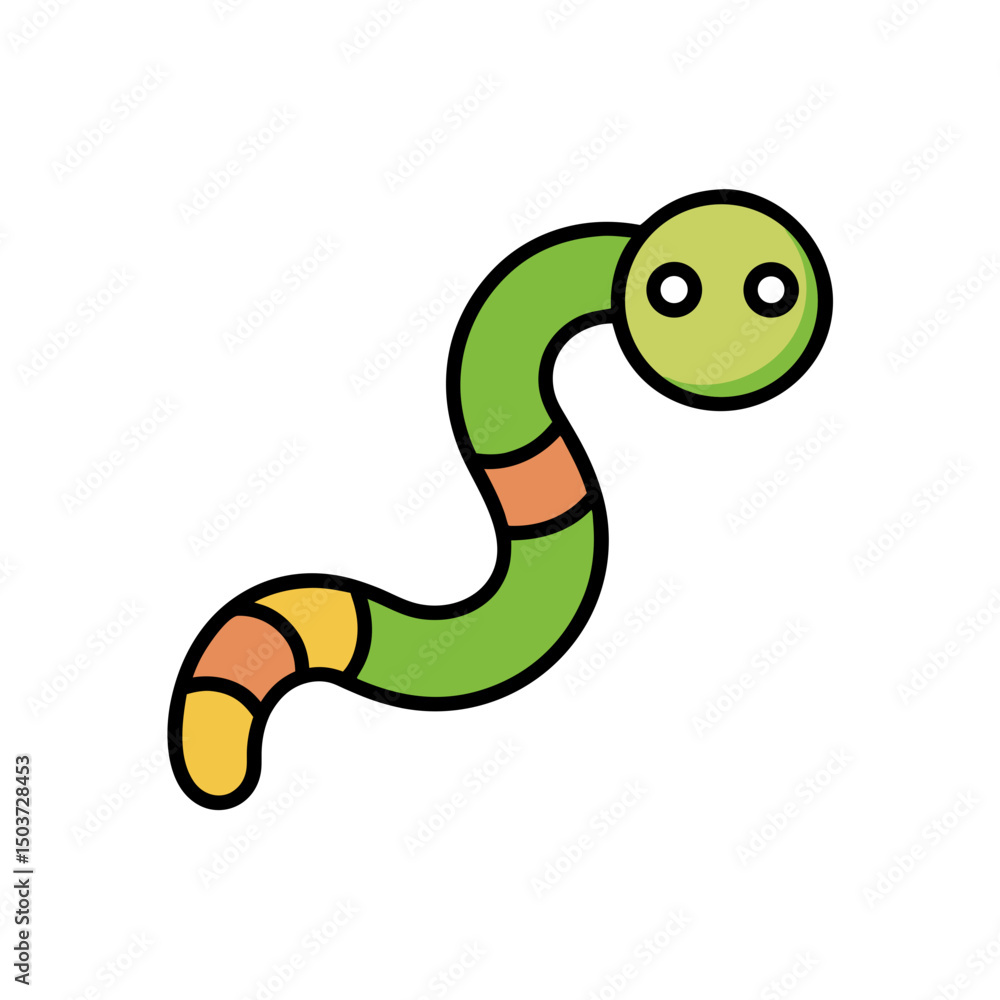 Fototapeta premium Crawling Earthworm Doodle Vector For Garden And Gross Out Illustrations