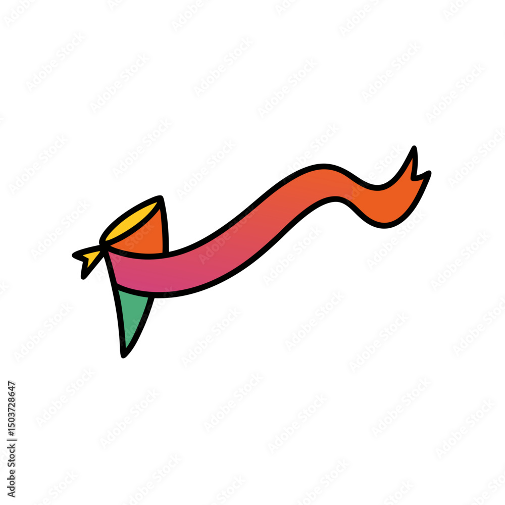 Fototapeta premium Single Party Streamer Doodle Vector For Simple Celebration And Event Decor