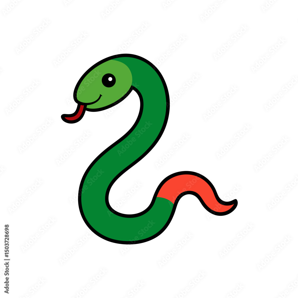 Fototapeta premium Coiled Snake Doodle Vector Ready To Strike For A Danger Themed Design