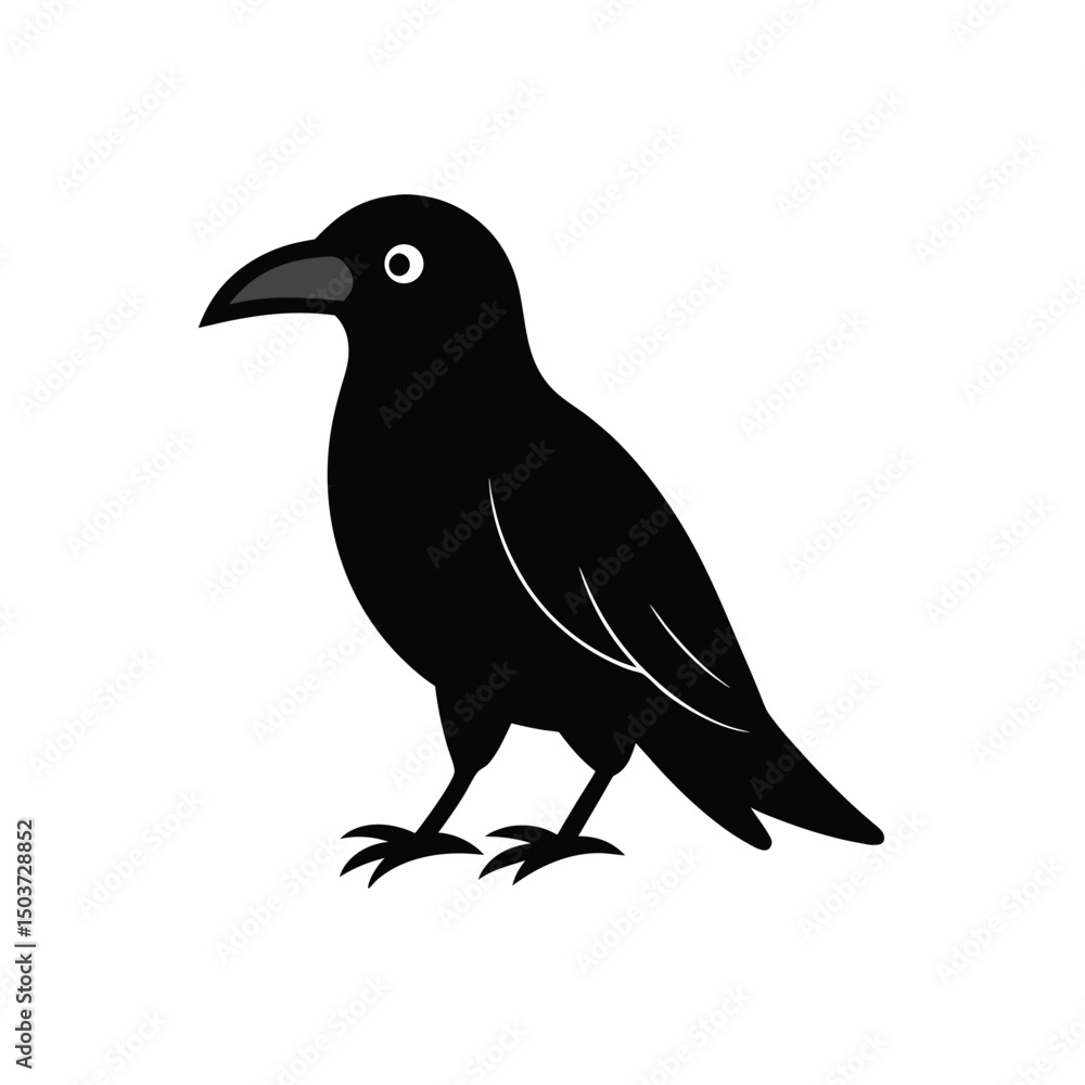 Calling Crow Doodle Vector With Open Beak For A Loud And Ominous Scene Calling Crow Doodle Vector With Open Beak For A Loud And Ominous Scene