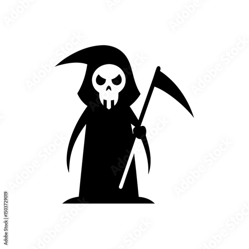 Hooded Grim Reaper Doodle Vector With Scythe For Macabre And Gothic Art