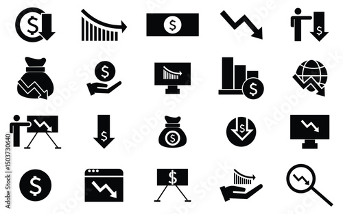 ReEconomic Downturn, Workforce Impact, Layoffs, Pay Cuts, Job Loss, Cost Reduction, Vector Packcession
