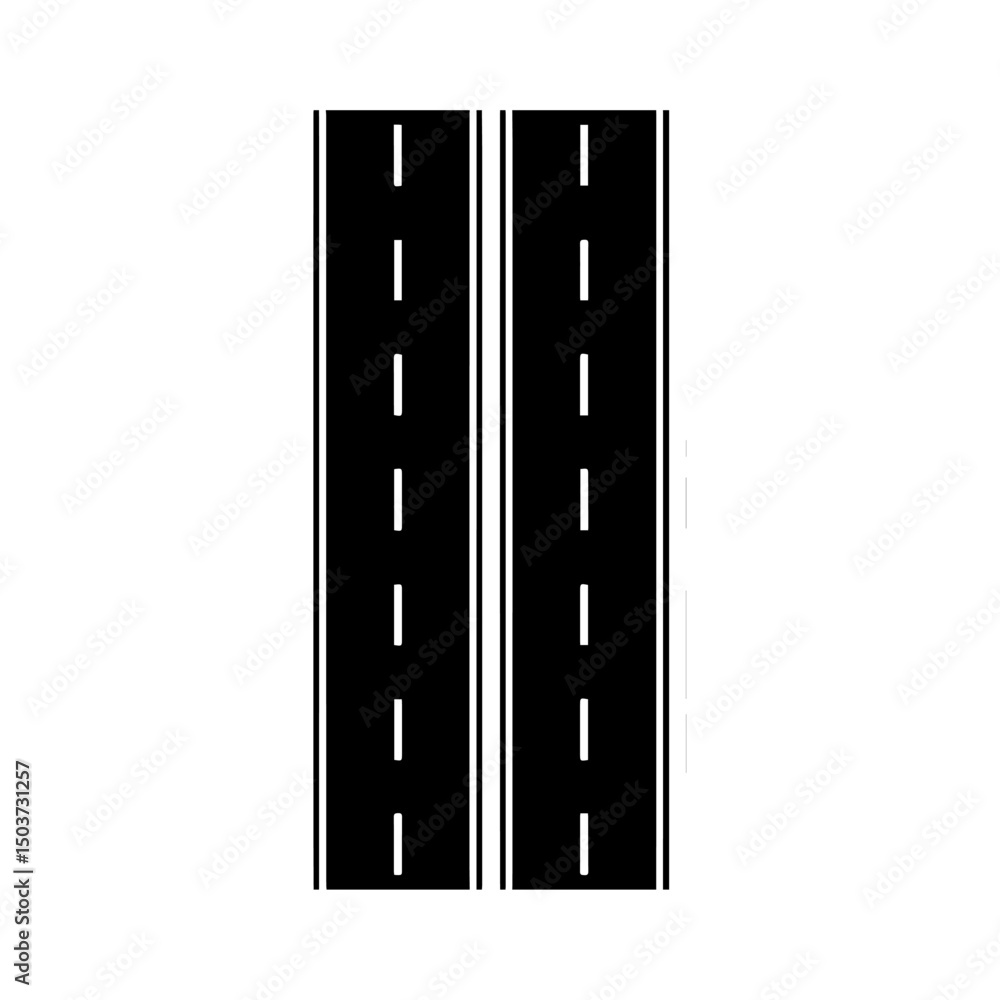 Obraz premium Black Winding Curves Road Top View Vector on vector on white background