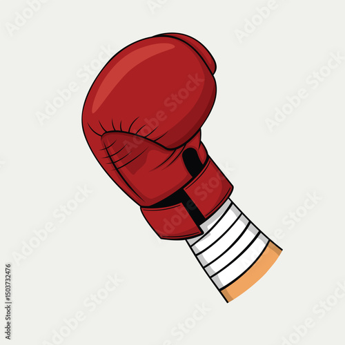 Hands wearing boxing gloves with white hand wrap. Vector design