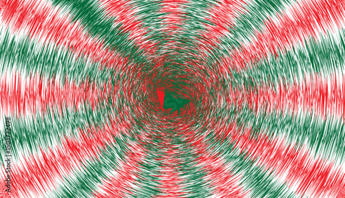 Psychedelic Swirl Abstract Background with Red and Green Vortex Pattern.