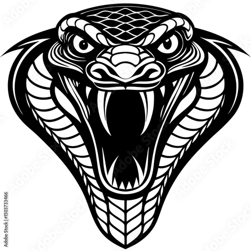 Aggressive king cobra head graphic design
