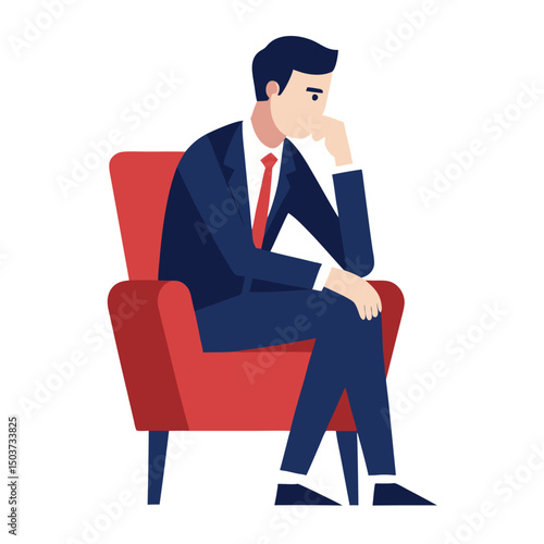 Businessman sitting on a chair thinking deeply