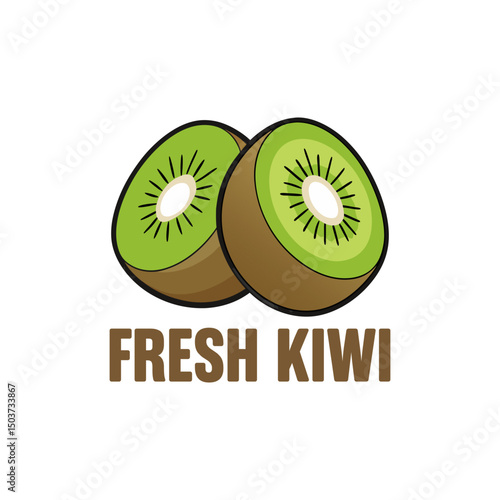 Fresh Kiwi Halves Illustration