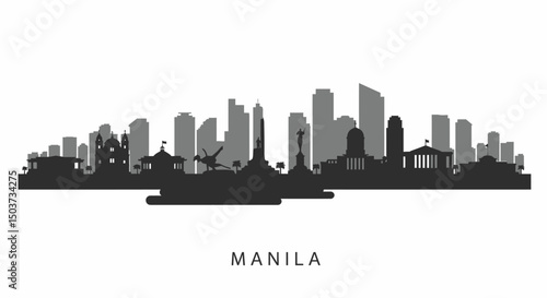 Manila Skyline Vector with Philippines, and Cityscape.
