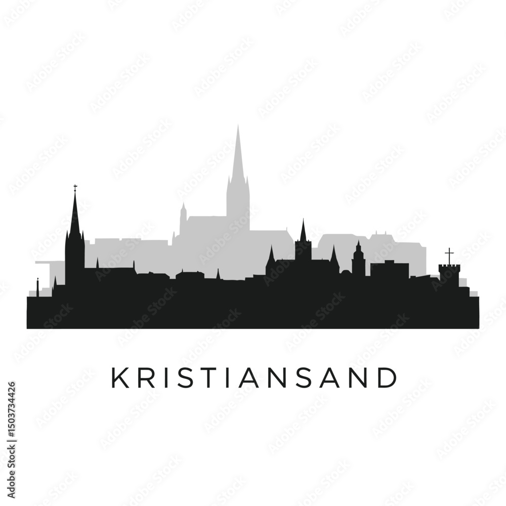 Kristiansand Skyline with Norway, Silhouette, and Cityscape. Kristiansand Skyline with Norway, Silhouette, and Cityscape.