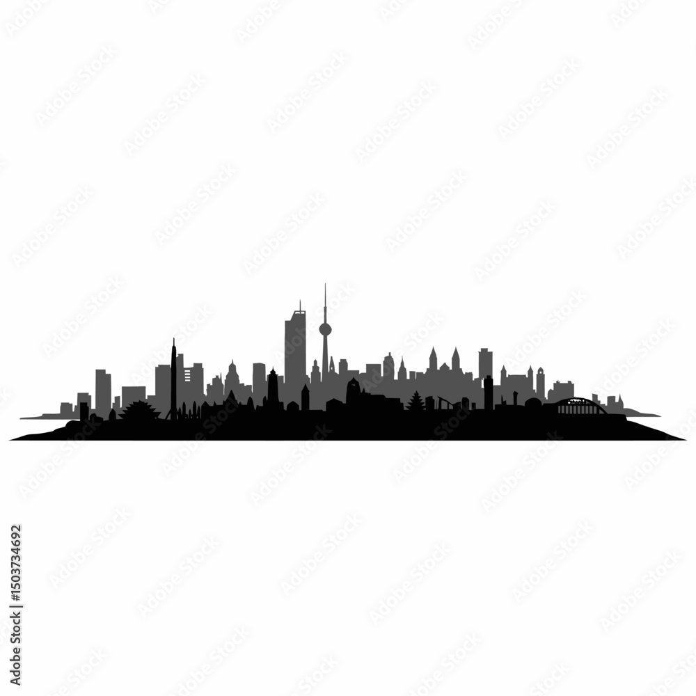 Naklejka premium Cityscape Silhouette Urban Skyline.