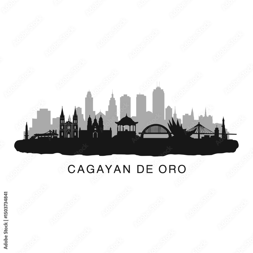 Fototapeta premium Cagayan de Oro City Skyline Silhouette Vector.