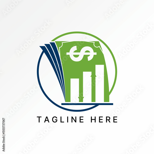 Logo design graphic concept creative premium vector stock image top sell dollar money arrow up down chart diagram inflation rate risk market business