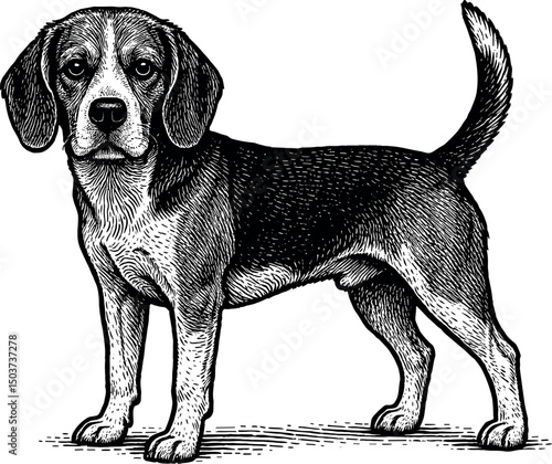 Beagle vector black silhouette print design