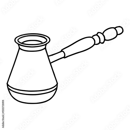 Elegant Coffee Pot: A detailed line art depiction of a classic coffee pot, the image emanates a sense of history and timelessness. The pot sits ready for brewing.