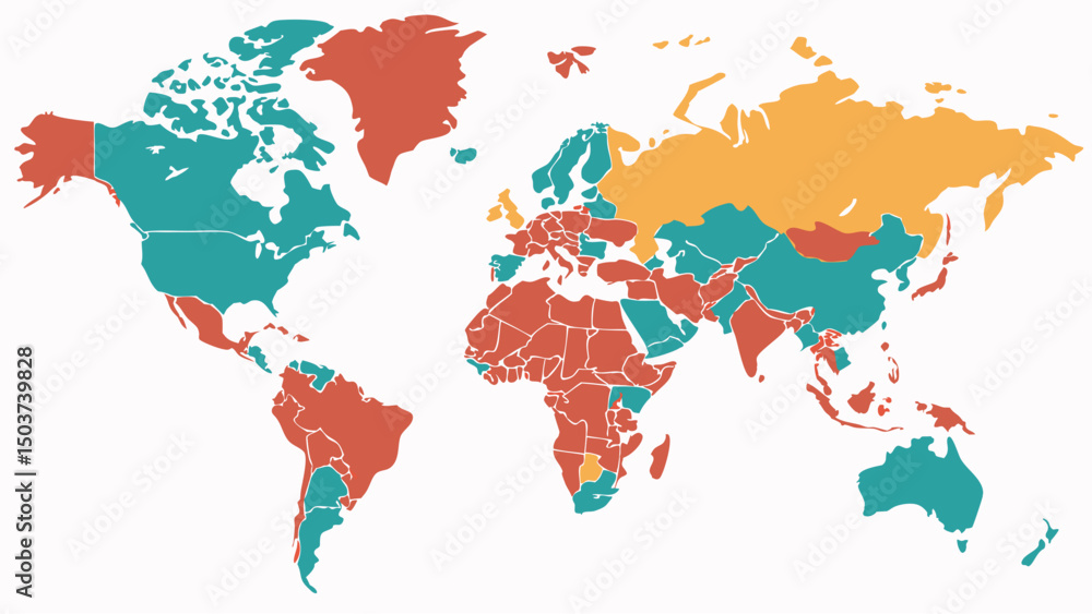 Fototapeta premium map of the world with red hearts