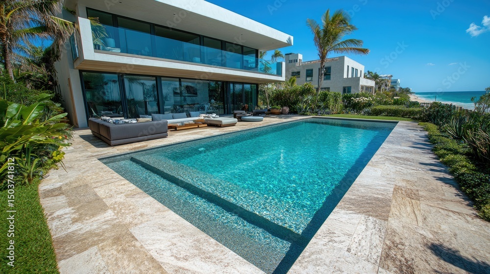 Fototapeta premium Modern beachfront pool house