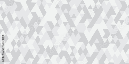 Abstract geometric white and gray background seamless mosaic and low polygon triangle texture wallpaper. Triangle shape retro wall grid pattern geometric ornament tile vector square element.	
