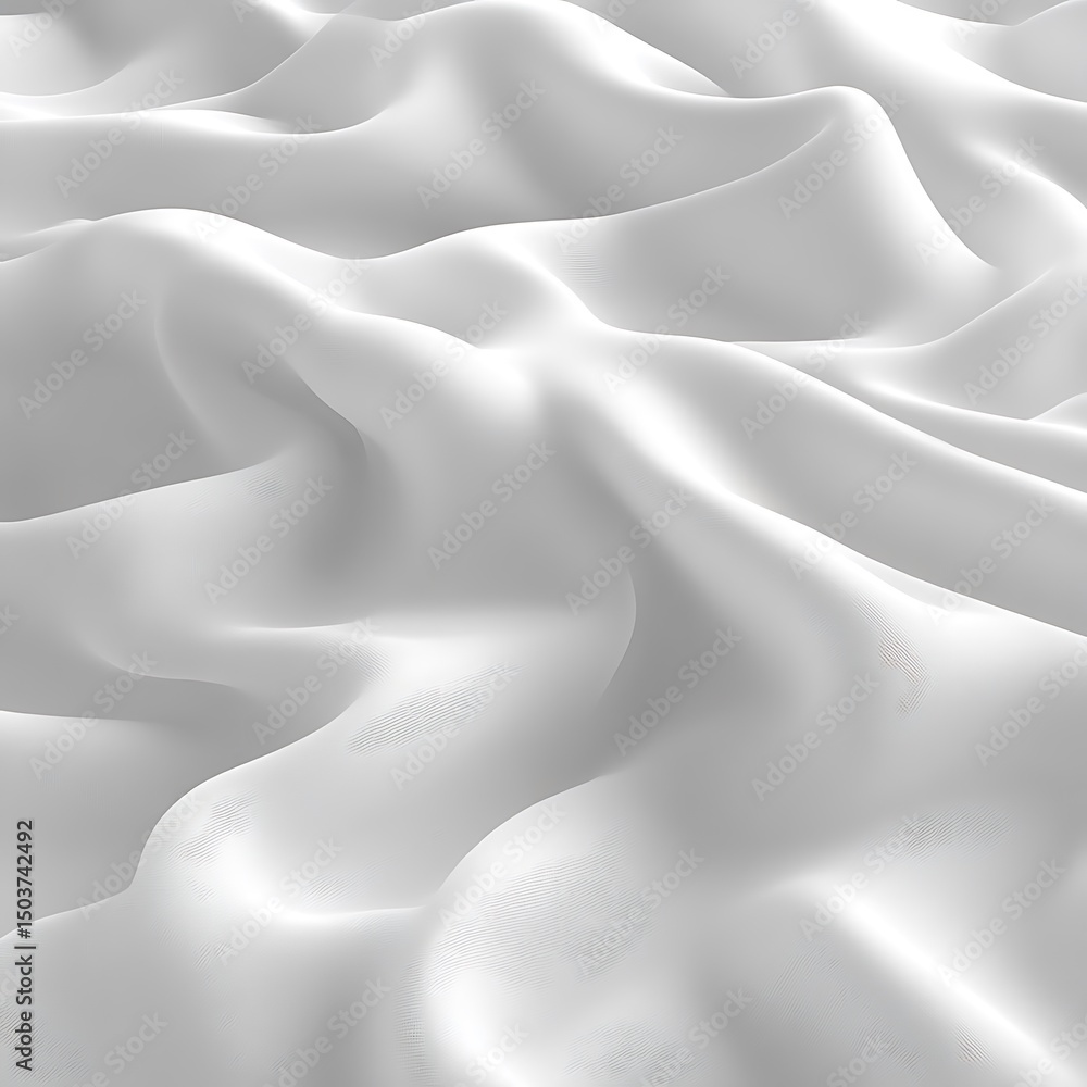 Fototapeta premium Smooth, flowing white fabric with soft folds and gentle waves