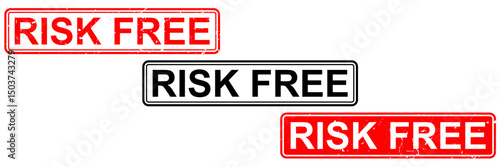 Risk free grunge stamp icon vector for safety, no loss, and guaranteed promise visuals. Ideal for assurance signs, marketing claims, or retail security symbols.