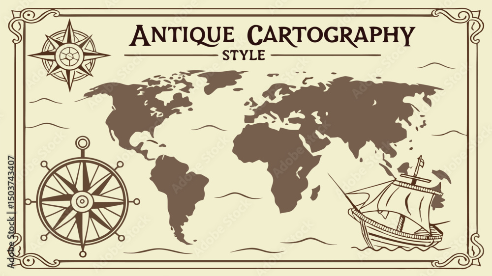 Fototapeta vintage map and compass