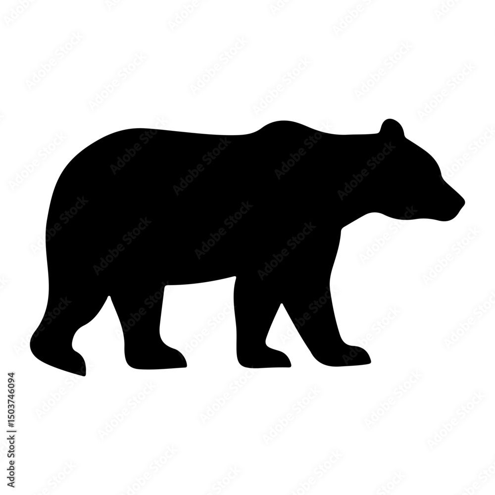 Fototapeta premium Bear silhouette vector flat illustration on white background.