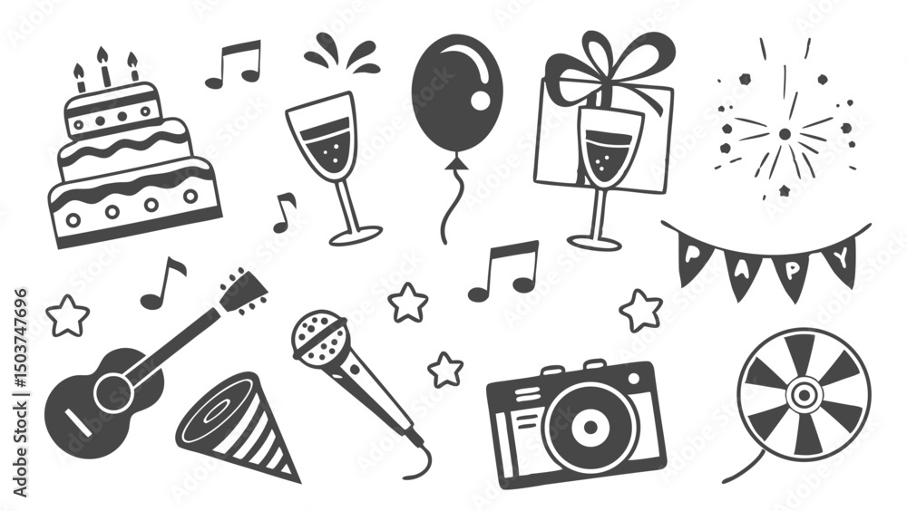 Obraz premium set of birthday party icons