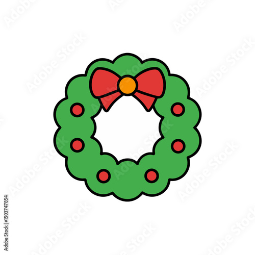 Cute Wreath Doodle Vector Clip Art for Christmas Decoration